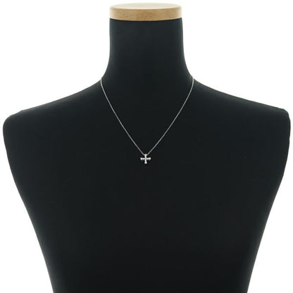 Mikimoto diamond cross necklace 0.31ct set in K18 white gold with 39-44 cm chain