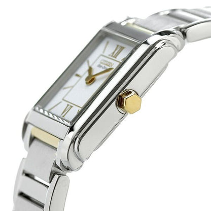 New Citizen FRA36-2432 ladies wristwatch with white dial and silver stainless steel band