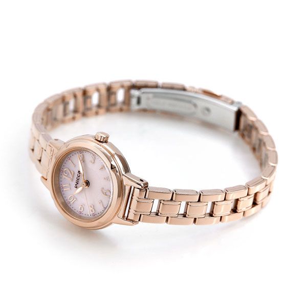 New Citizen Wicca Ladies Wristwatch KH9-965-91 with pink dial and pink gold stainless steel band