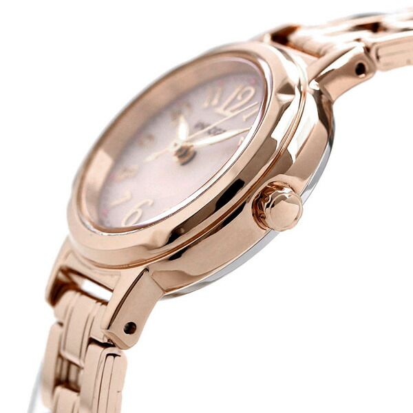 New Citizen Wicca Ladies Wristwatch KH9-965-91 with pink dial and pink gold stainless steel band