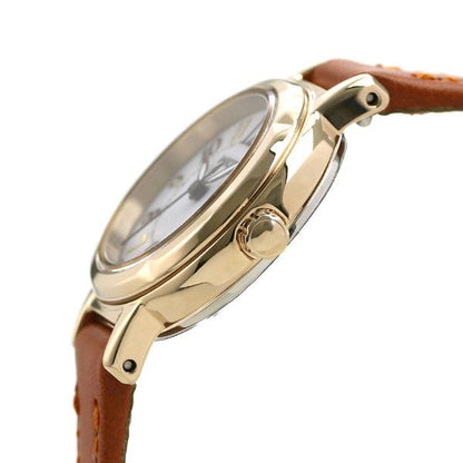 Citizen Wicca Solar-Tech Lady Watch KP3-627-10 with silver dial, light brown cowhide leather strap, and stainless steel case