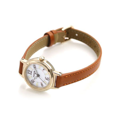 Citizen Wicca Solar-Tech Lady Watch KP3-627-10 with silver dial, light brown cowhide leather strap, and stainless steel case