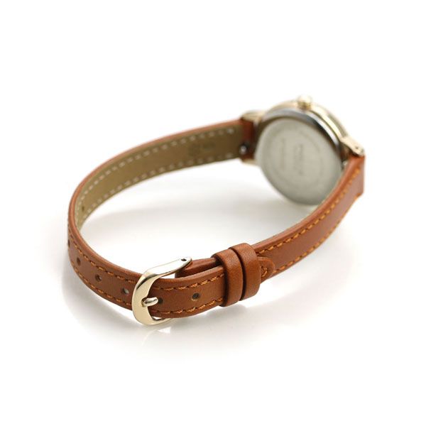 Citizen Wicca Solar-Tech Lady Watch KP3-627-10 with silver dial, light brown cowhide leather strap, and stainless steel case