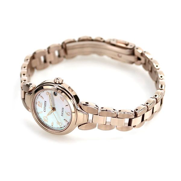 Citizen Exceed Titania Happy Flight ladies watch ES9472-54W with white shell dial and sakura pink super titanium band