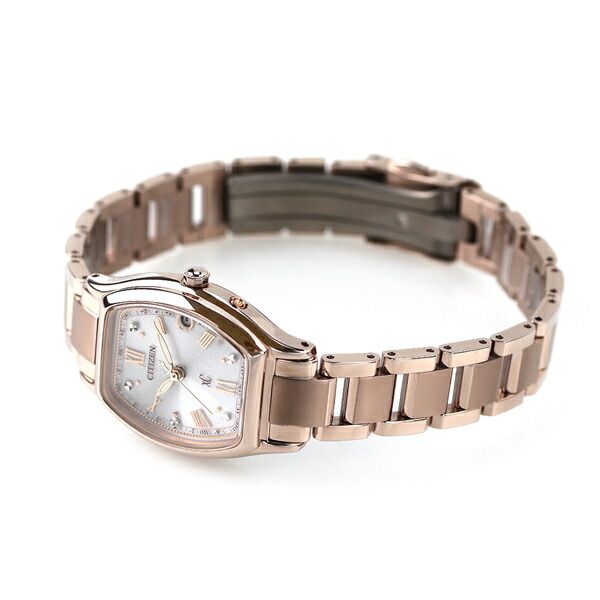 Citizen ES9354-69B ladies wristwatch with pearl white dial and pink gold super titanium band