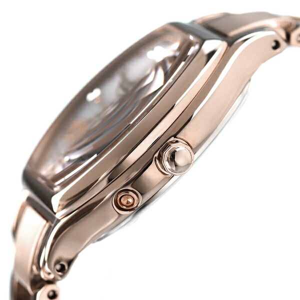 Citizen ES9354-69B ladies wristwatch with pearl white dial and pink gold super titanium band