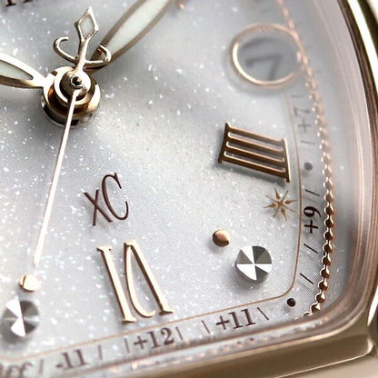 Citizen ES9354-69B ladies wristwatch with pearl white dial and pink gold super titanium band