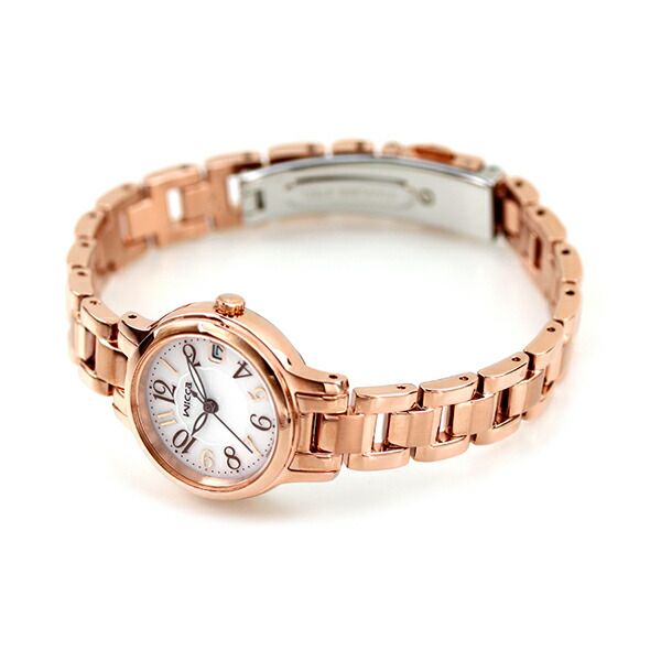 Citizen Wicca solar tech ladies wristwatch KH4-963-13 with silver dial and pink gold stainless steel band