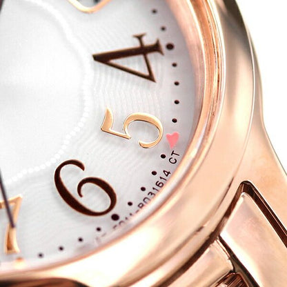 Citizen Wicca solar tech ladies wristwatch KH4-963-13 with silver dial and pink gold stainless steel band