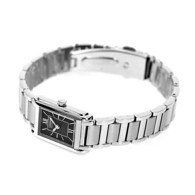 Citizen FRA36-2431 ladies wristwatch with black dial and silver stainless steel band