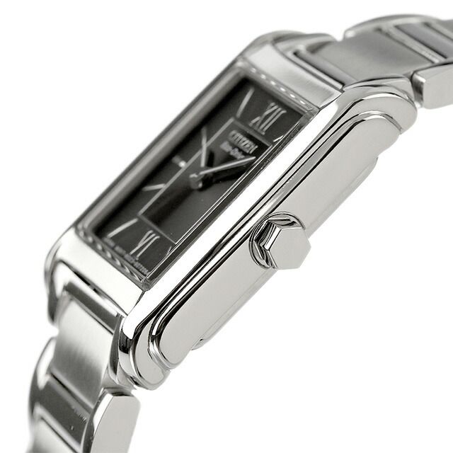 Citizen FRA36-2431 ladies wristwatch with black dial and silver stainless steel band