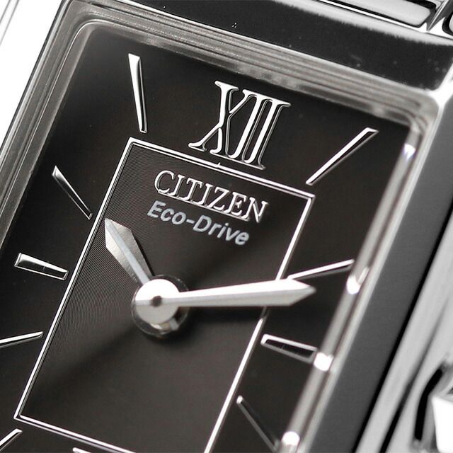 Citizen FRA36-2431 ladies wristwatch with black dial and silver stainless steel band