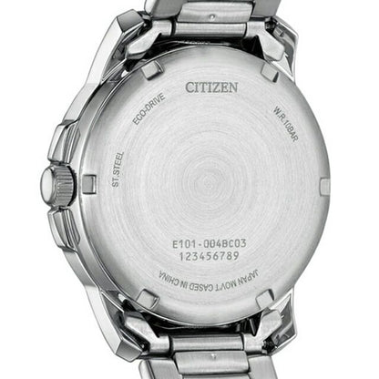 Citizen BM8180-71W watch with green dial, stainless steel case and band, displaying day and date features