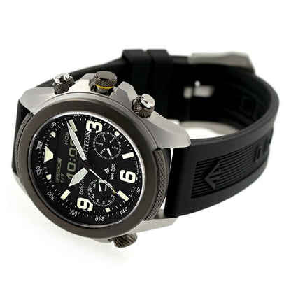 Citizen PROMASTER Land men's watch JV1007-07E with black dial, stainless steel gray case, and black biomass urethane band