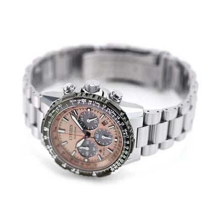 Citizen Promaster Sky Series wristwatch CA4664-60X with salmon dial and silver stainless steel split pipe-style band