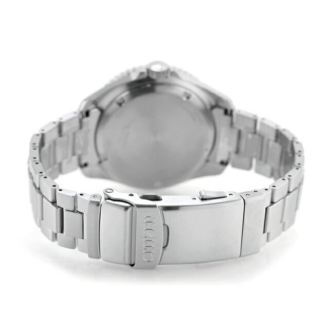 Citizen PROMASTER Marine Diver 200m BN0261-51E watch with black dial and silver stainless steel split pipe band