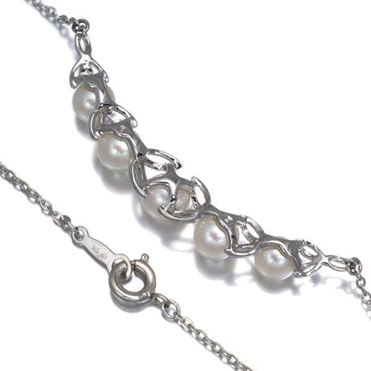 Mikimoto silver 925 necklace featuring 5.5-6.0mm pearls with a 42cm chain and 7.4×46.8mm top design