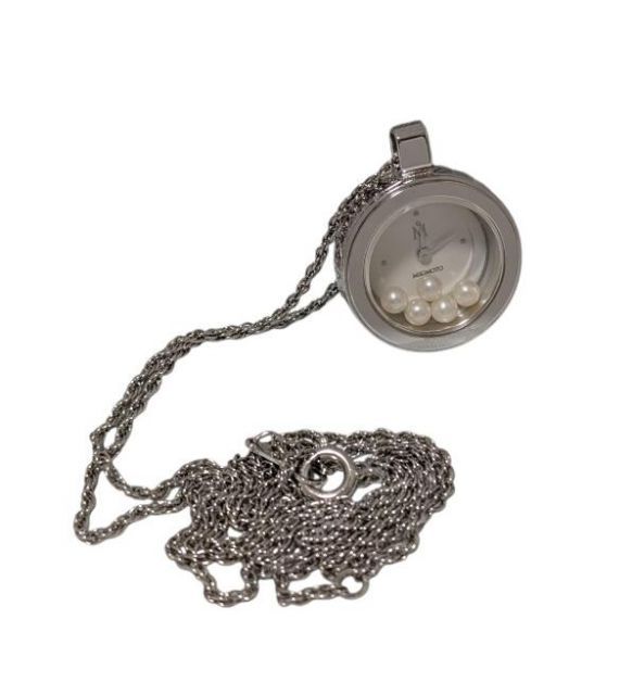 Mikimoto Pearl 3-Way Pendant Watch Necklace featuring baby pearls with silver and yellow metal accents