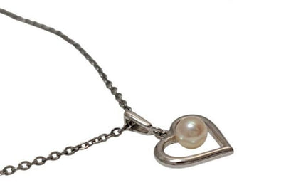 Mikimoto necklace featuring a 38mm baby pearl heart pendant on a 38cm silver chain