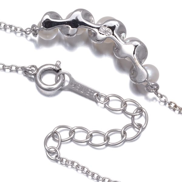 Tasaki pearl necklace with 4.3-5.2mm oyster pearls on spiral silver SV925 chain with 38/41 cm length