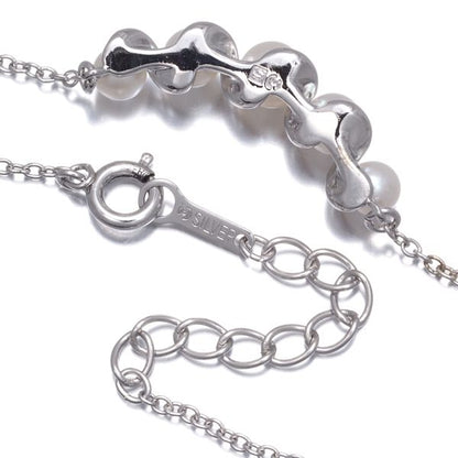 Tasaki pearl necklace with 4.3-5.2mm oyster pearls on spiral silver SV925 chain with 38/41 cm length