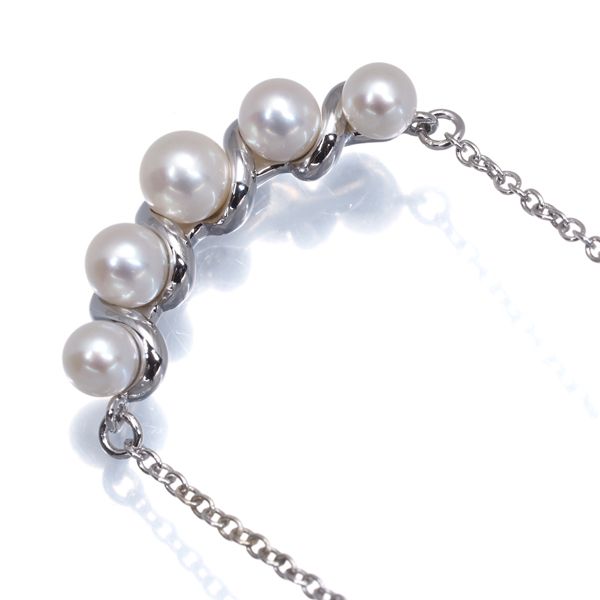 Tasaki pearl necklace with 4.3-5.2mm oyster pearls on spiral silver SV925 chain with 38/41 cm length