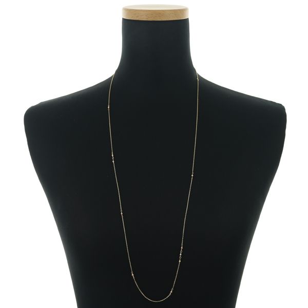 Agate chain necklace with a mirror ball pendant in yellow and pink gold, 70cm length, 2.2mm wide