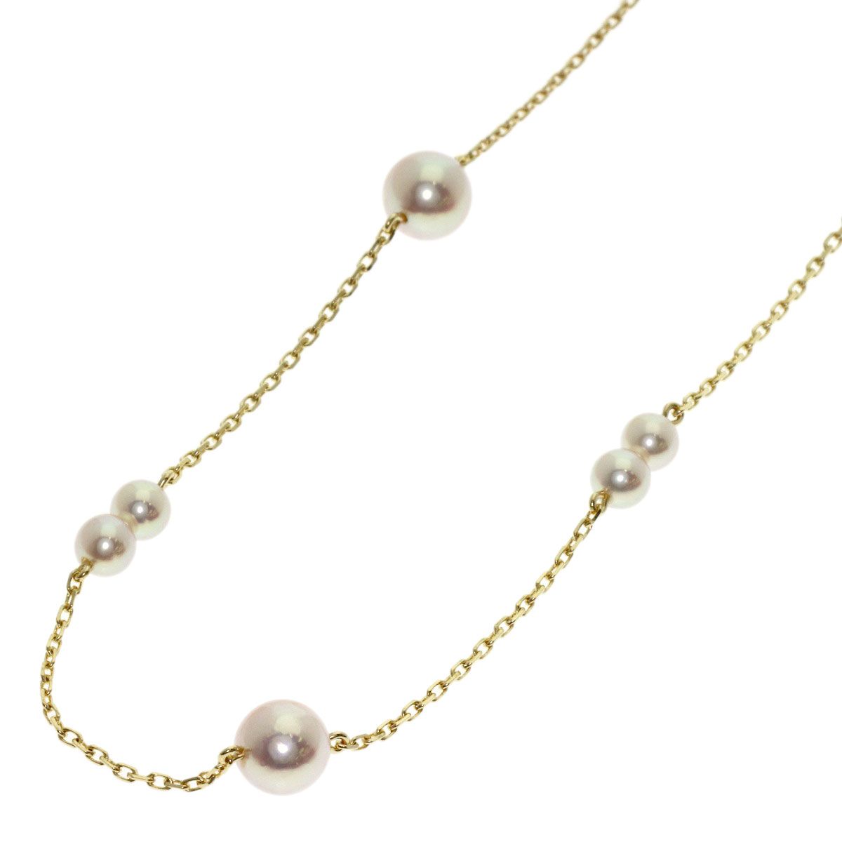MIKIMOTO Station Pearl Necklace with 3.7-5.7 mm pearls and 71.5 cm K14YG chain for ladies