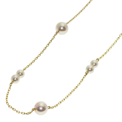 MIKIMOTO Station Pearl Necklace with 3.7-5.7 mm pearls and 71.5 cm K14YG chain for ladies