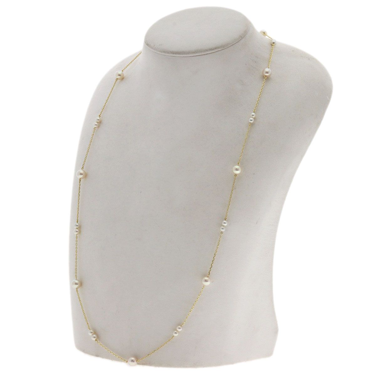 MIKIMOTO Station Pearl Necklace with 3.7-5.7 mm pearls and 71.5 cm K14YG chain for ladies
