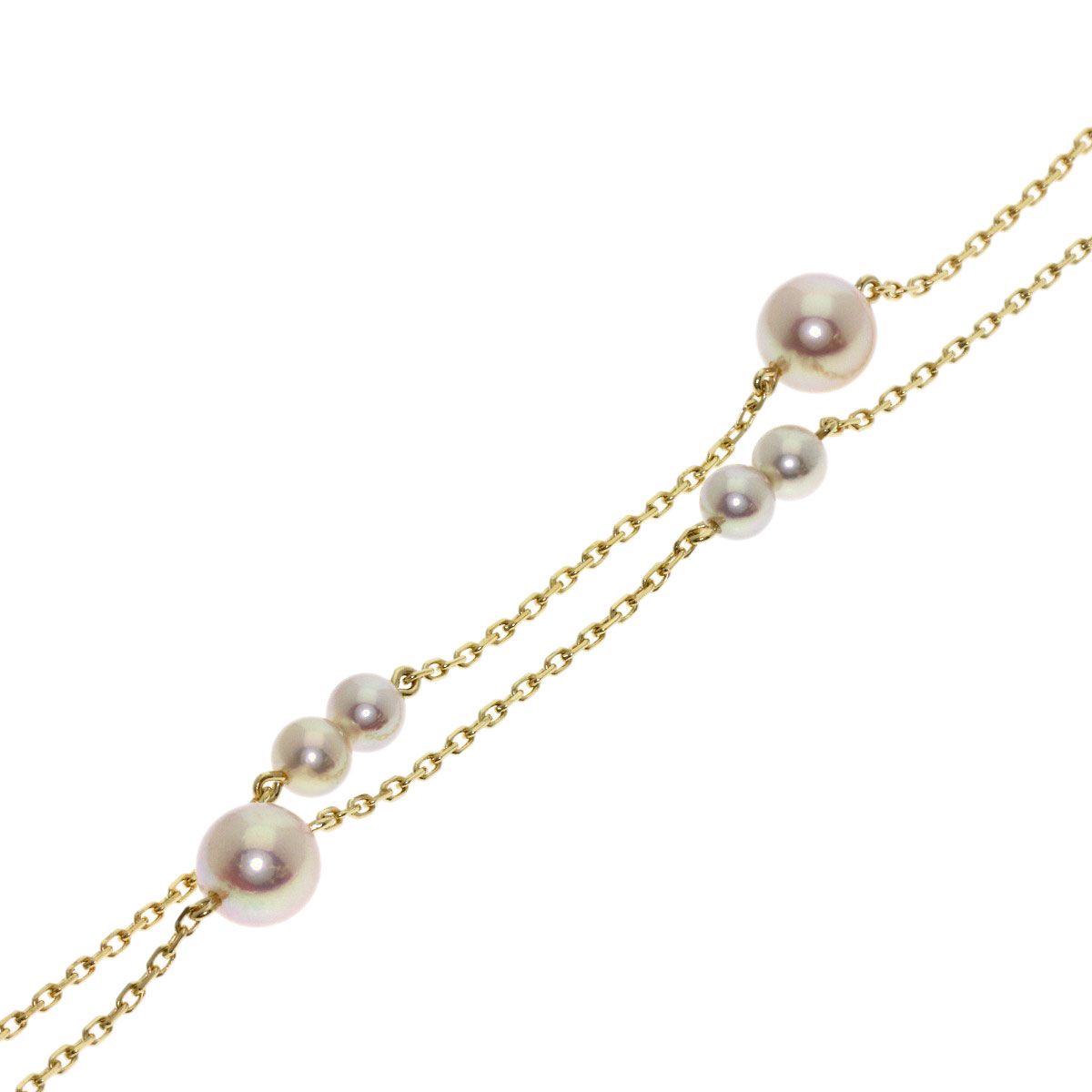 MIKIMOTO Station Pearl Necklace with 3.7-5.7 mm pearls and 71.5 cm K14YG chain for ladies