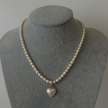 TASAKI K18 gold necklace with pearl and removable malac pearl heart pendant 42.5 cm length