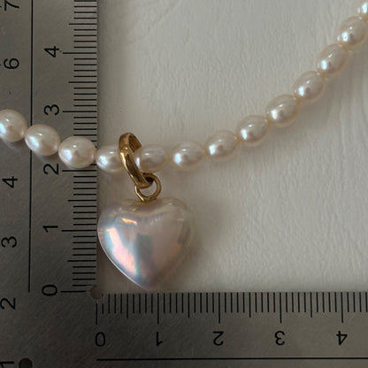 TASAKI K18 gold necklace with pearl and removable malac pearl heart pendant 42.5 cm length