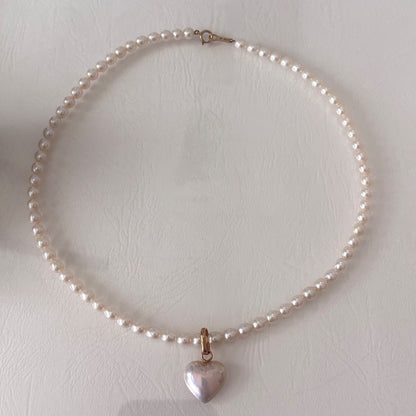 TASAKI K18 gold necklace with pearl and removable malac pearl heart pendant 42.5 cm length