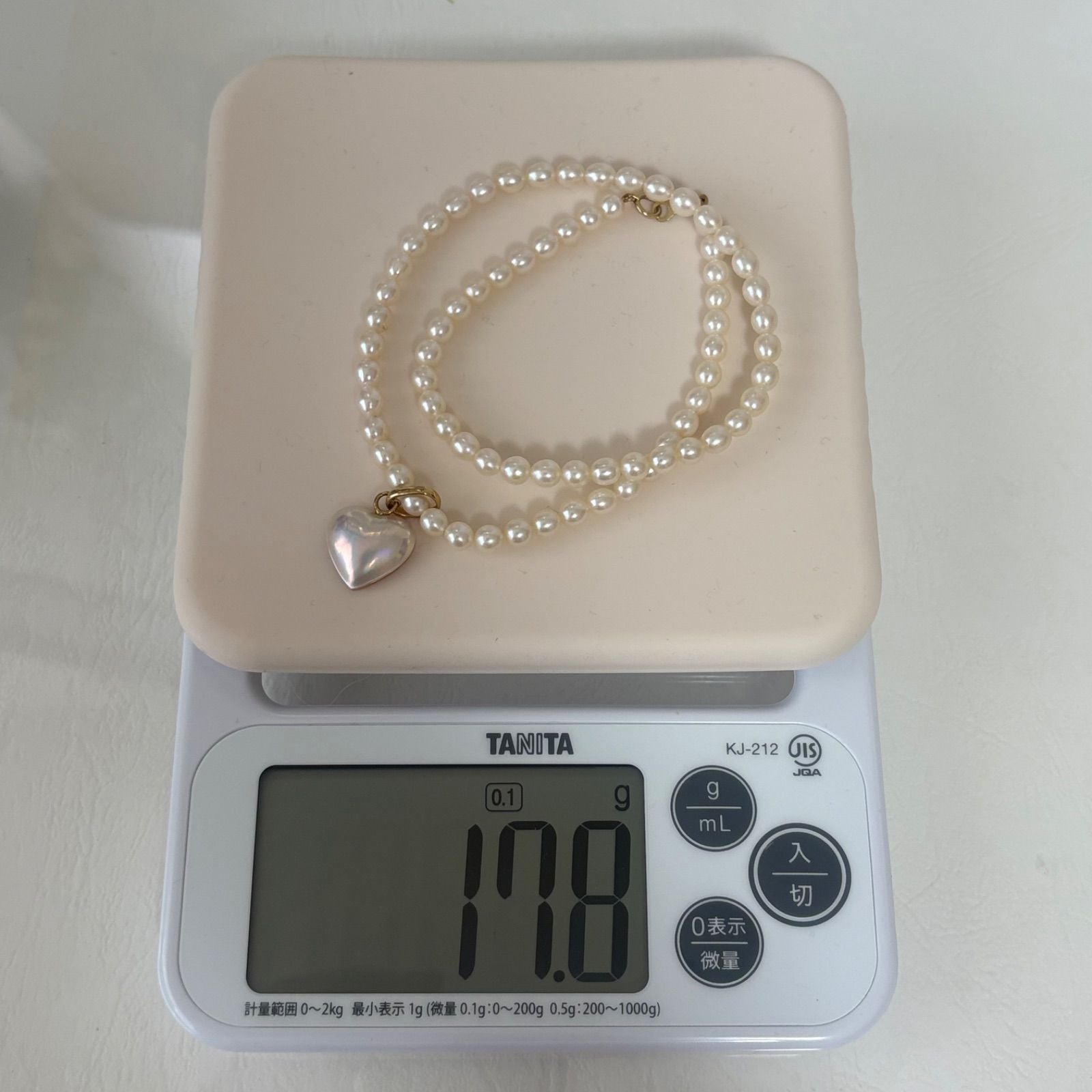 TASAKI K18 gold necklace with pearl and removable malac pearl heart pendant 42.5 cm length