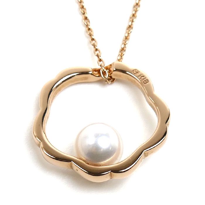 Mikimoto K18PG pink gold necklace with 6.5mm pearl pendant on 60cm chain