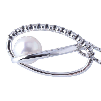 Tasaki Akoya pearl diamond necklace in 18K white gold with 7.9 mm pearl and 50 cm chain length