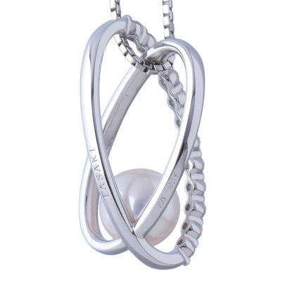 Tasaki Akoya pearl diamond necklace in 18K white gold with 7.9 mm pearl and 50 cm chain length