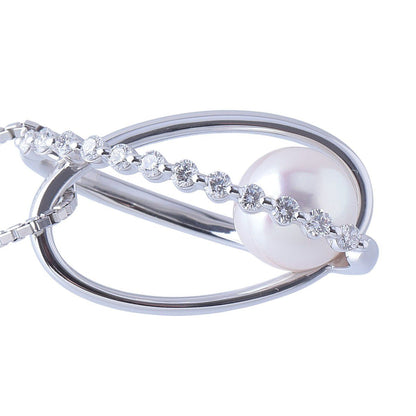 Tasaki Akoya pearl diamond necklace in 18K white gold with 7.9 mm pearl and 50 cm chain length