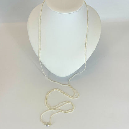 Agete Keshi Pearl Long Necklace made of silver and pearls measuring approximately 140 cm in length