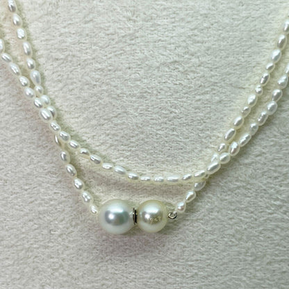 Agete Keshi Pearl Long Necklace made of silver and pearls measuring approximately 140 cm in length