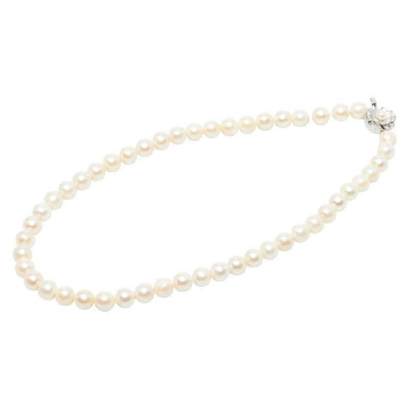 SV925 silver necklace with a 7.4-7.9mm Akoya pearl pendant, 41cm length for ladies