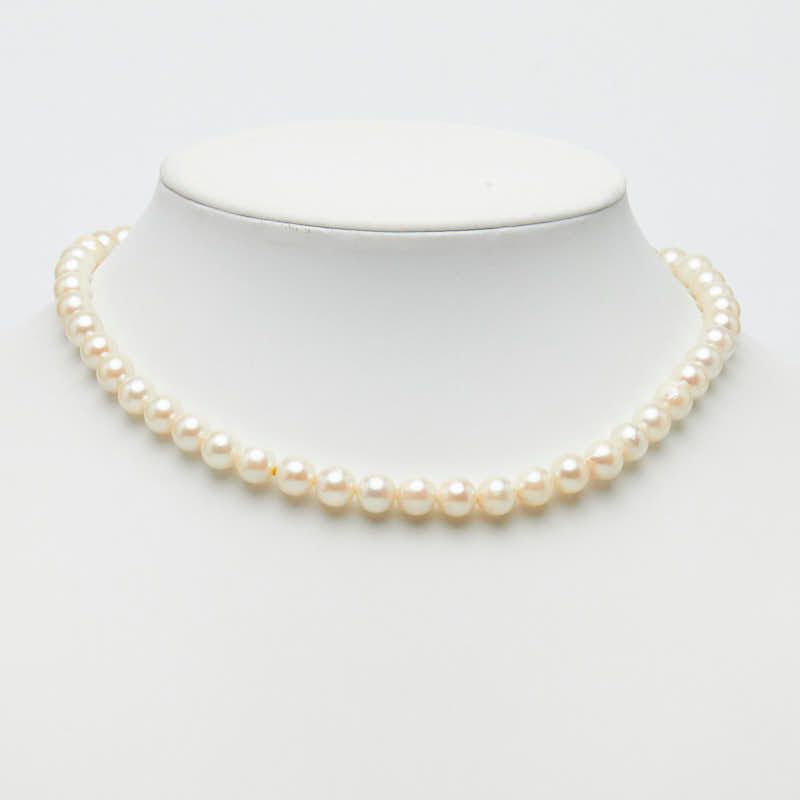 SV925 silver necklace with a 7.4-7.9mm Akoya pearl pendant, 41cm length for ladies