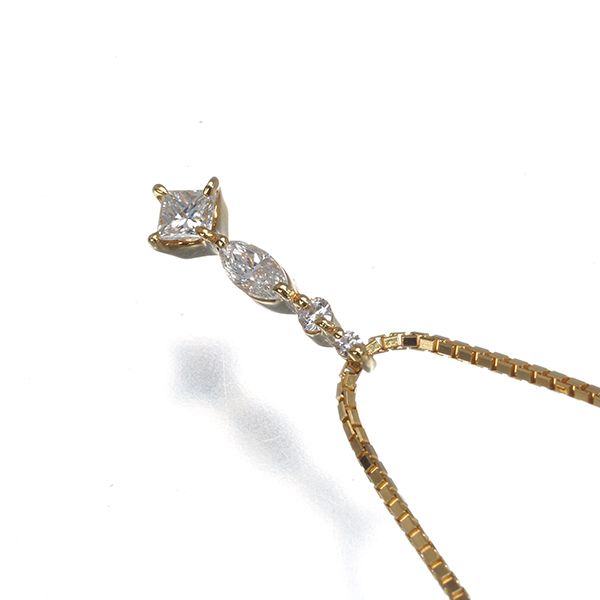 Agete necklace with 0.18ct diamond marquise and princess cuts in 18k yellow gold, 45cm chain