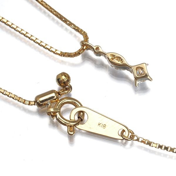 Agete necklace with 0.18ct diamond marquise and princess cuts in 18k yellow gold, 45cm chain