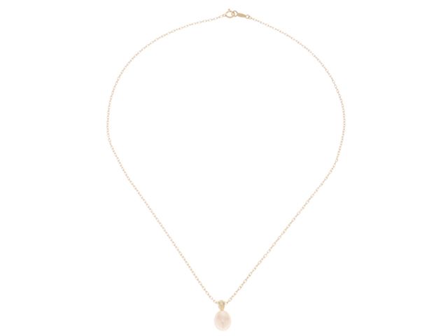 Mikimoto diamond pearl pendant necklace in K18 yellow gold with 7.5mm pearl on 40cm chain