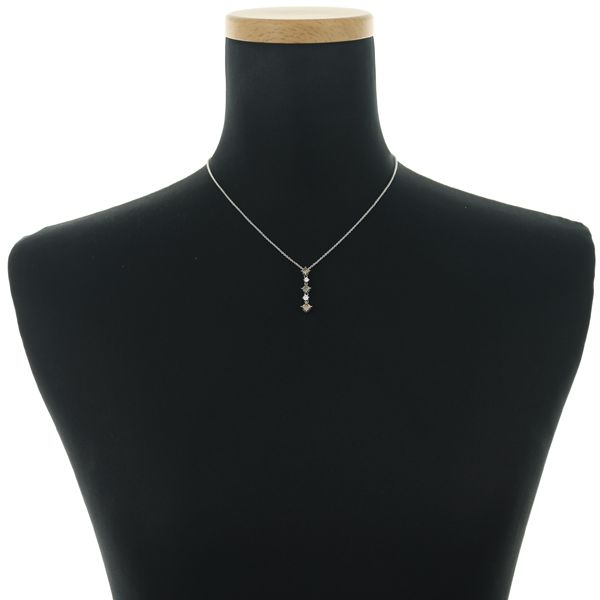 Mikimoto necklace featuring brown and clear diamonds in princess cut set in 18K white gold on a 40cm chain
