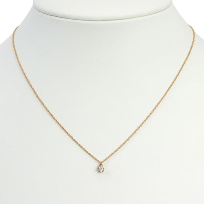 D0.1 Single Diamond Necklace in pink gold K18PG with 0.1ct diamond pendant and adjustable 36 to 40cm chain