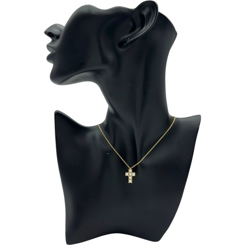 Mikimoto reversible necklace in gold K18 with diamond and pearl pendant measuring 16.9 mm by 11.5 mm