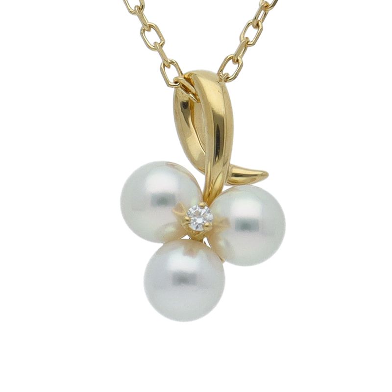 Mikimoto Pearl Diamond Necklace featuring 4.0mm pearls with diamond accents on a 40cm chain